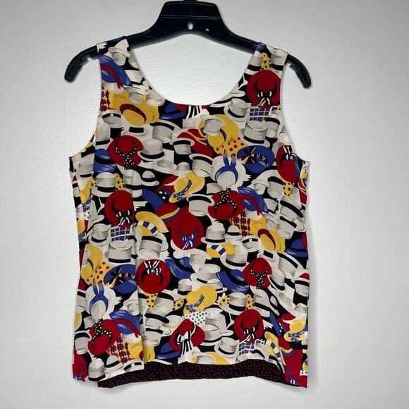 Vintage Petite Sophisticate Silk Reversible Lady Hat Pattern Tank Top Sz P Dots - Picture 6 of 11